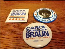 Carol Moseley Braun Campaign for Illinois Senator Pin-Back Button LOT of 3 picture