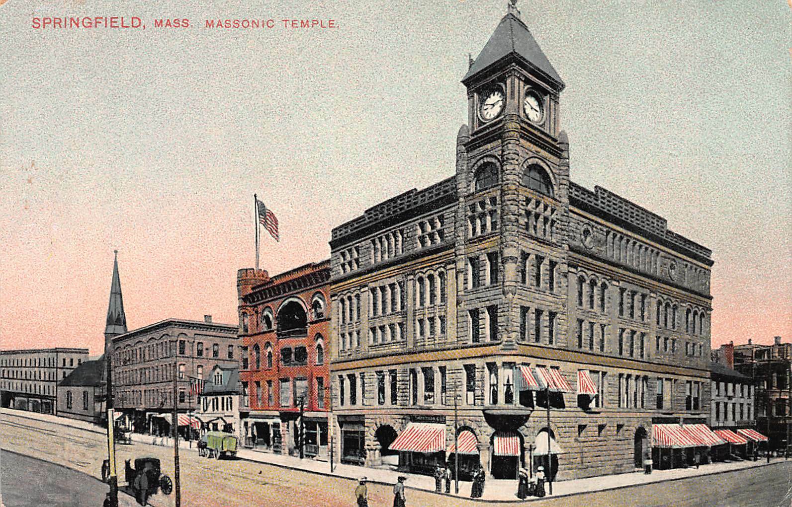Masonic Temple, Springfield, Massachusetts, Early Postcard, Unused 