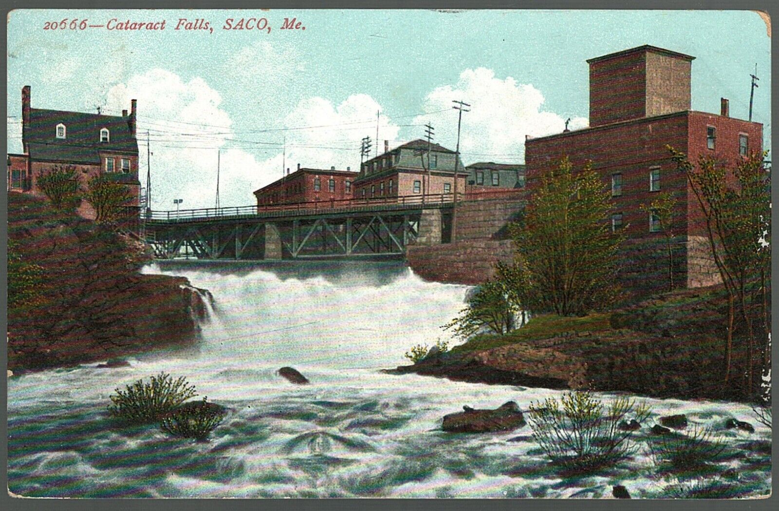 Postcard Cataract Waterfalls Saco Maine sent to Swanton Vermont 1908