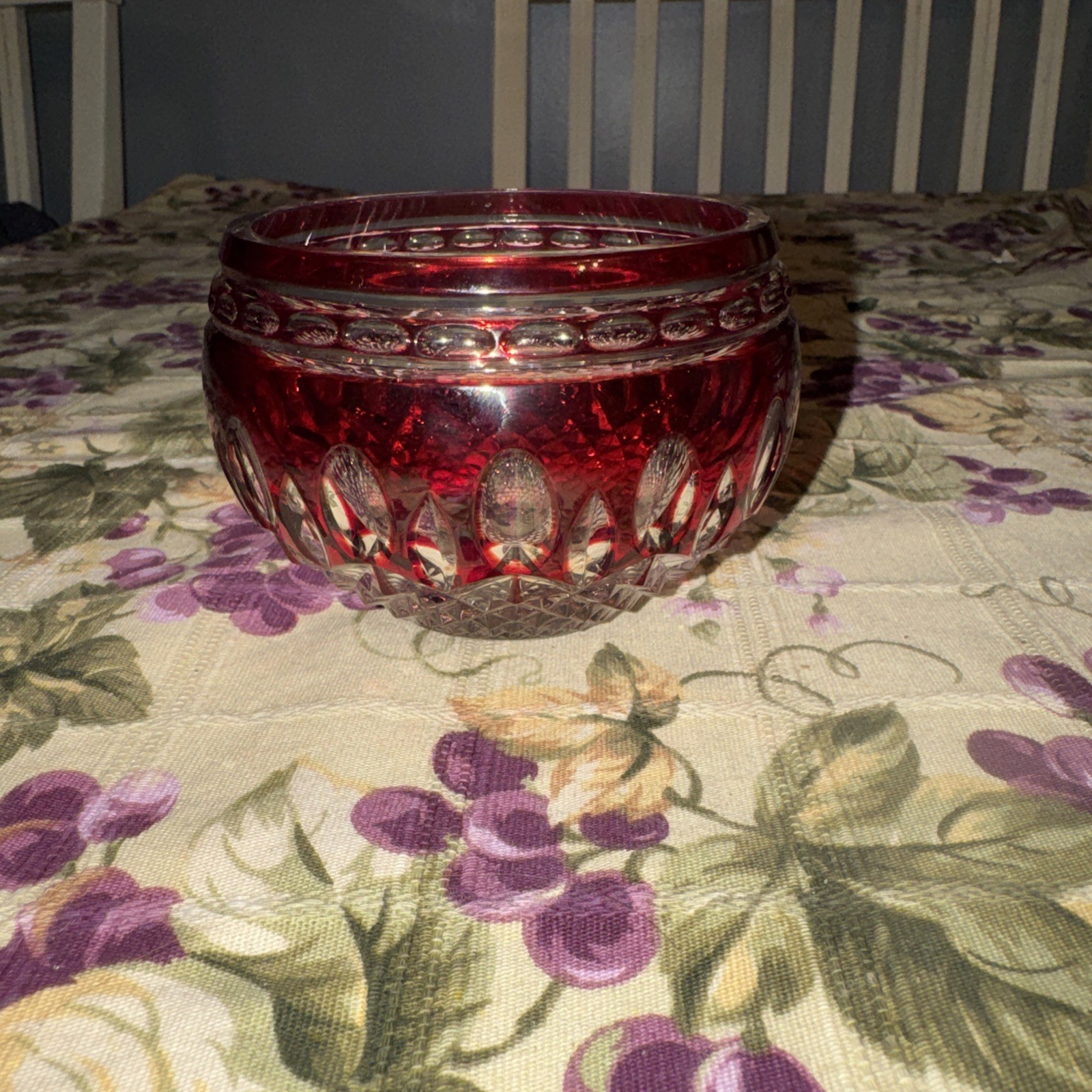 WATERFORD CLARENDON SMALL RUBY RED CUT TO CLEAR CRYSTAL BOWL 4 INCH WATERFORD CLARENDON SMALL RUBY RED CUT TO CLEAR CRYSTAL BOWL 4 INCH