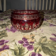 WATERFORD CLARENDON SMALL  RUBY RED CUT TO CLEAR CRYSTAL BOWL 4 INCH picture