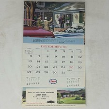 1965 Esso Gas Station Calendar Abbot White Barnet VT NOS Never Hung Travel Art picture