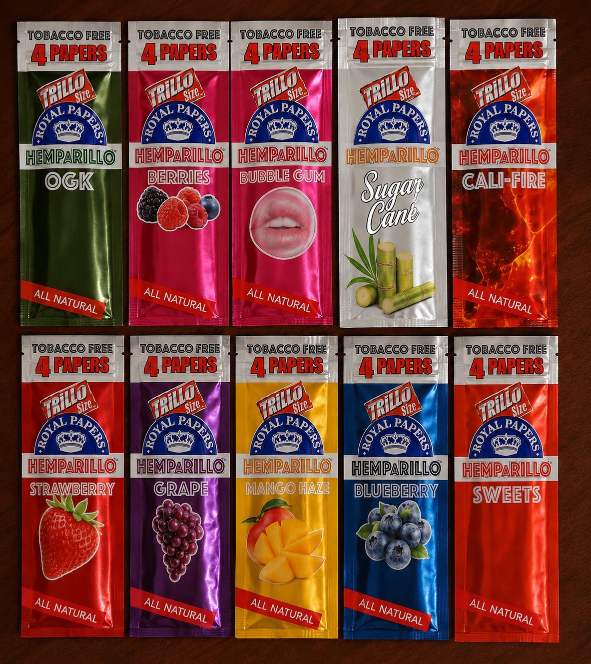 Royal Rillo Herbal Wraps Mixed Flavor Lot 10/4ct Packs=40pc Royal Rillo Herbal Wraps Mixed Flavor Lot 10/4ct Packs=40pc