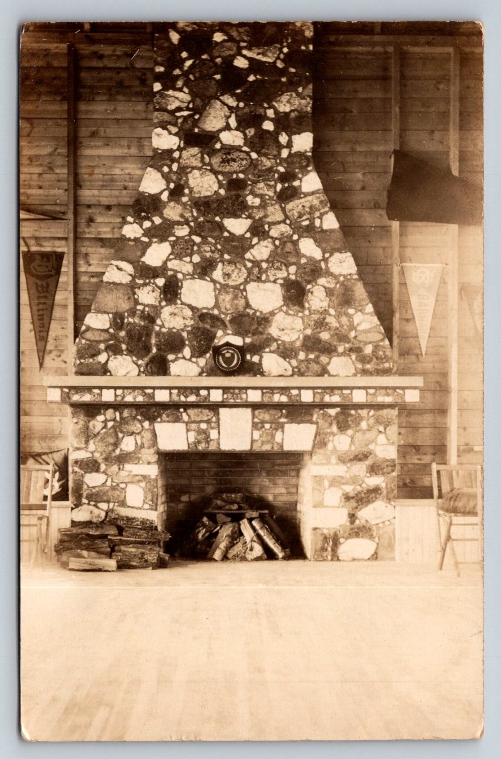 Real Photo Postcard Stone Fireplace 1913 RPPC South Fairlee VT