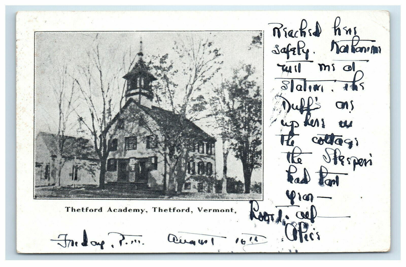 1907 Thetford Academy Vermont VT Postcard Undivided