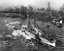 USS ARIZONA ON THE EAST RIVER IN NEW YORK CITY IN 1916 - 8X10 PHOTO (DA-495) picture