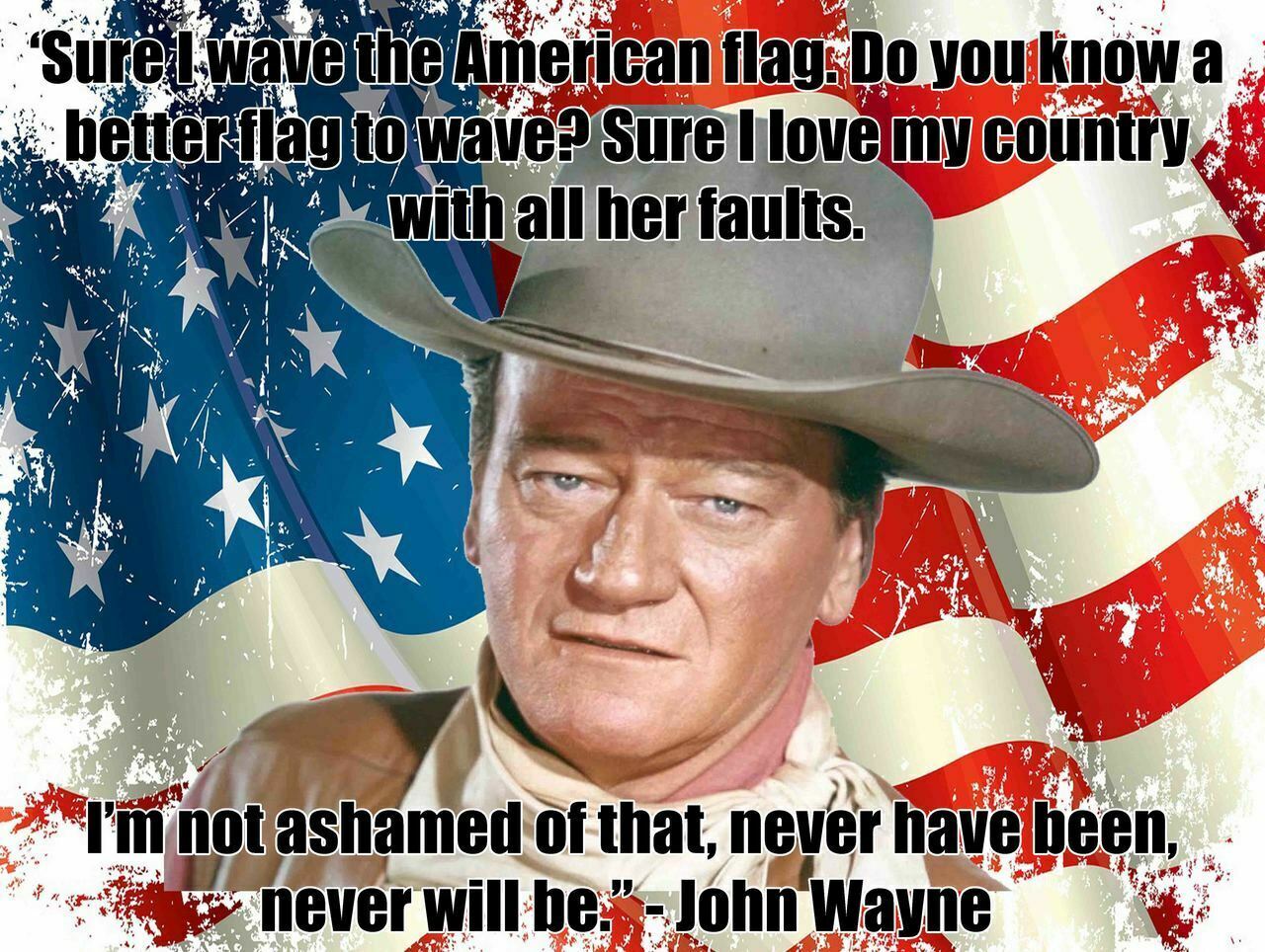 John Wayne Wave the American Flag 16 x 12 Metal Sign