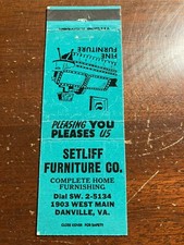 Setliff Furniture Co. Danville Virginia VA Vtg Matchcover picture
