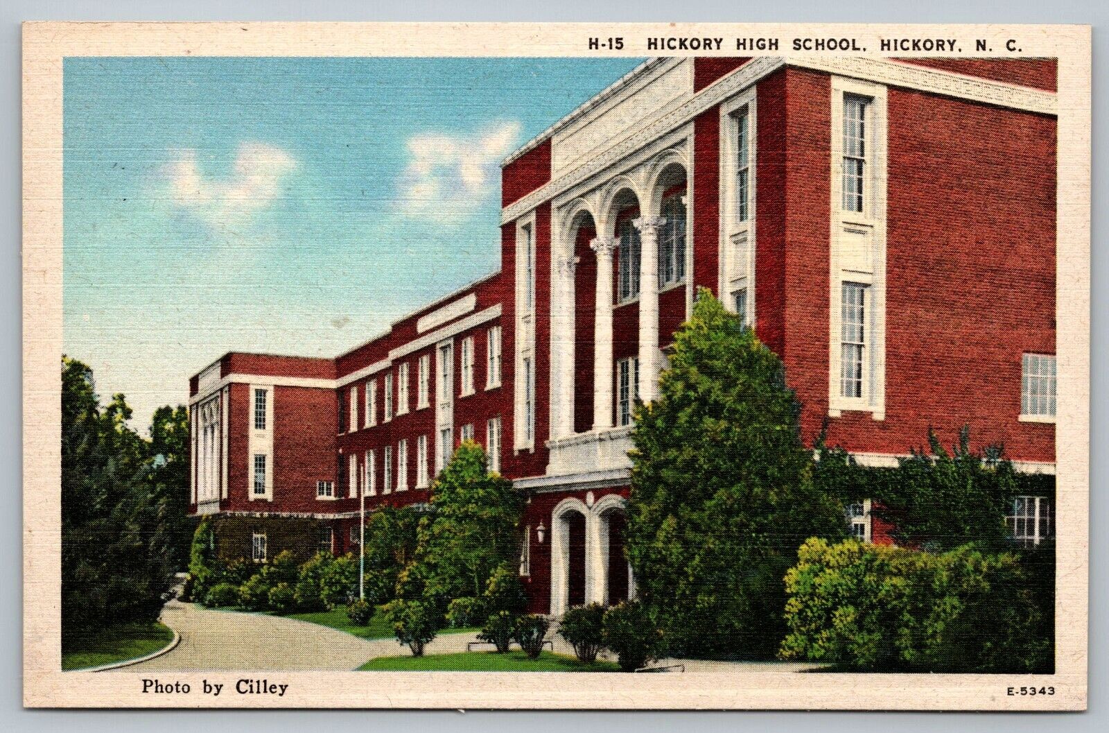 Postcard Hickory High School Hickory By Cilley NC Linen North Carolina 