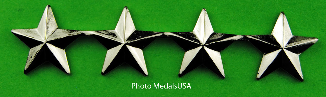4 Star General Rank silver - collar, shirt, hat, ball cap insignia