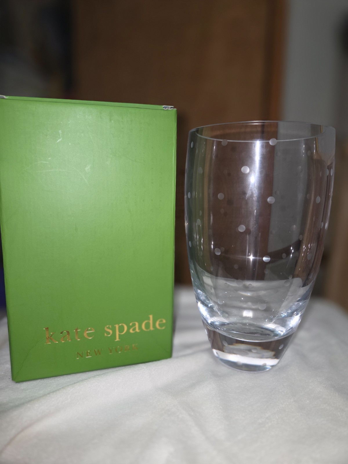 Kate Spade New York Larabee Dot Bouquet Crystal Vase, 8.75 Kate Spade New York Larabee Dot Bouquet Crystal Vase, 8.75
