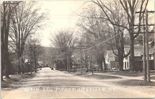 RPPC Proctorsville Vermont Scene on Main Street 1930s Business District picture