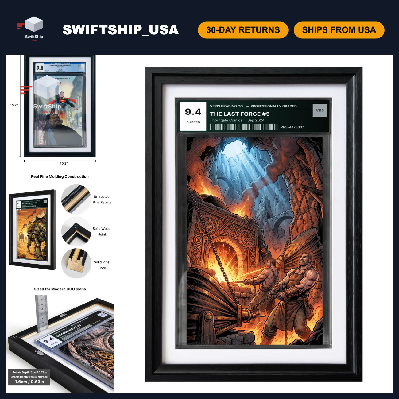 Comic Book Frame for CGC Slabs, Solid Pine Display Case, White Mat, Wall Art Comic Book Frame for CGC Slabs, Solid Pine Display Case, White Mat, Wall Art