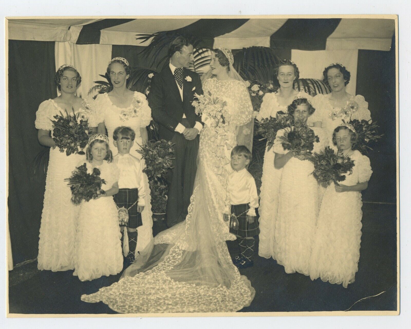 Beautiful 1937 Wedding Group Photograph Thurston Suffolk C11