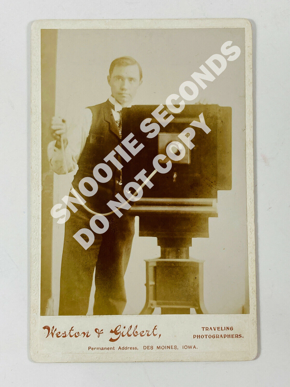 Antique Cabinet Card Photographer Weston & Gilbert Des Moines Iowa IA