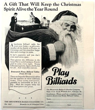 1927 Brunswick Billiard Pool Tables Advertisement Vintage Santa Claus Chicago picture