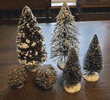 6 Lemax Miniature Pine Trees & Shrubs Christmas Snow Village Accessories picture