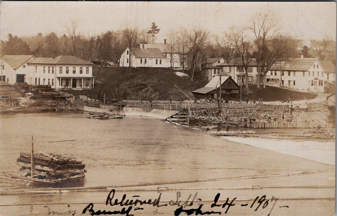 1907, Town View, TOPSHAM, Maine Real Photo Postcard