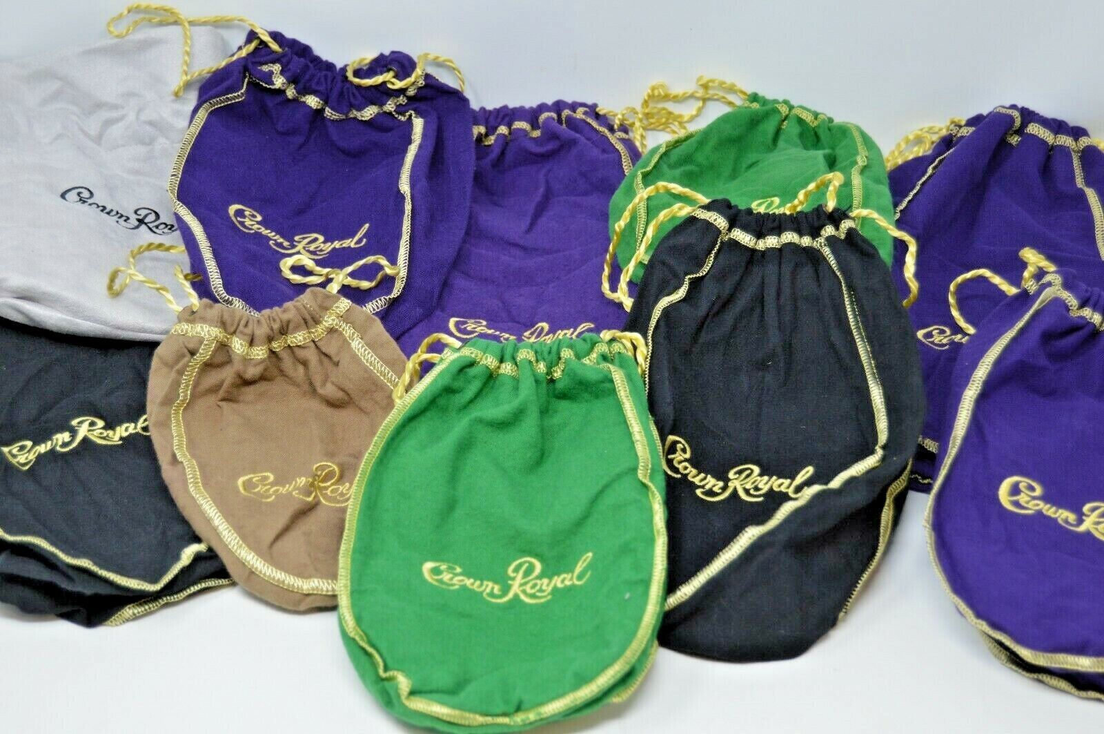 Lot of 15 Crown Royal Bags Drawstring Velvet Felt Bag Pouch Holder Liquor 