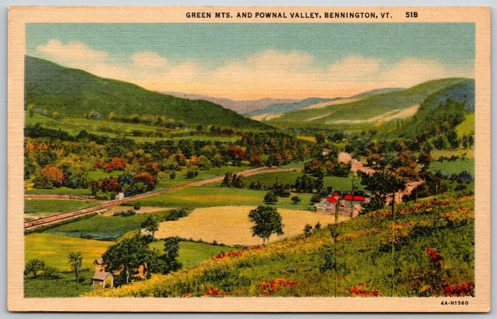 Green Mountains and Pownal Valley, Vermont - Postcard