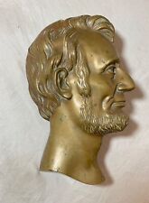 antique realistic gilt bronze Abraham Lincoln President wall plaque medallion picture