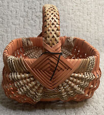 Anne Bowers Orange Natural Square Basket NWT Hand Crafted Medium picture