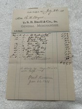 South Strafford, VT   S. B. Buell Dr. General Merchandise Billhead 1910 picture