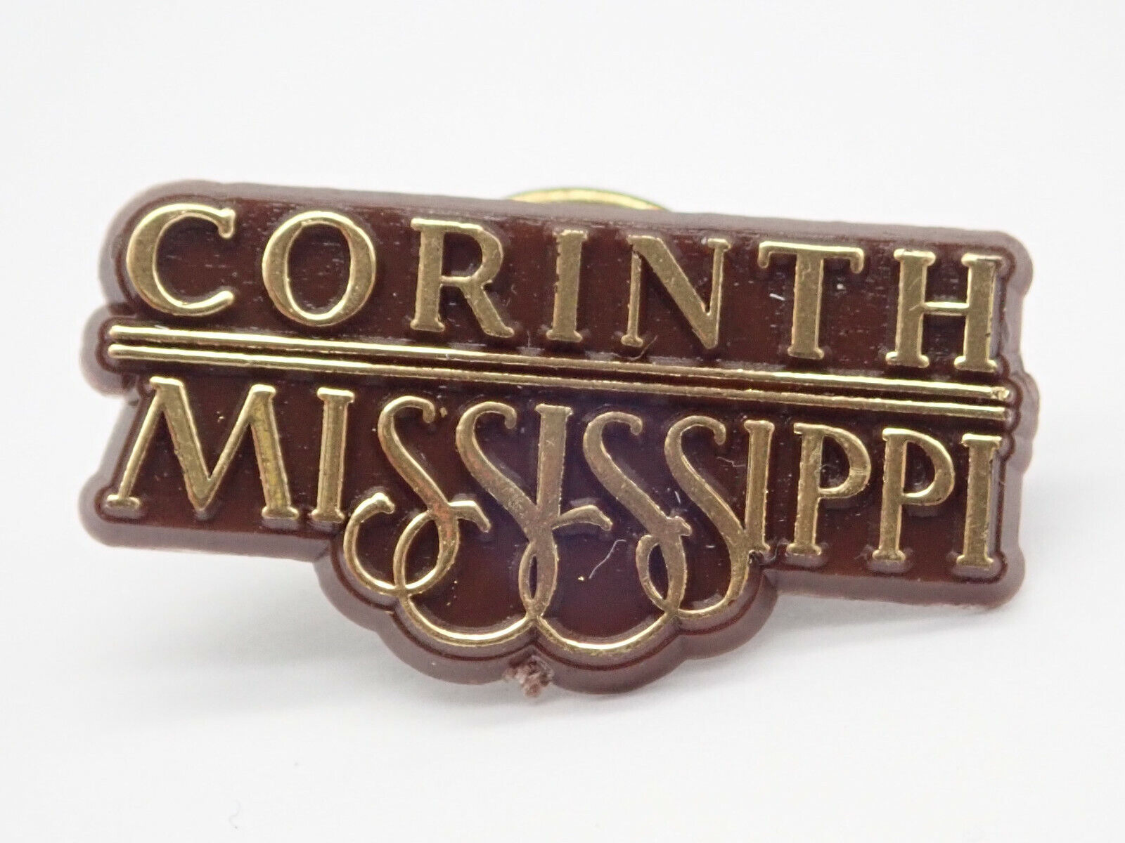 Corinth Mississippi Gold Tone Vintage Lapel Pin