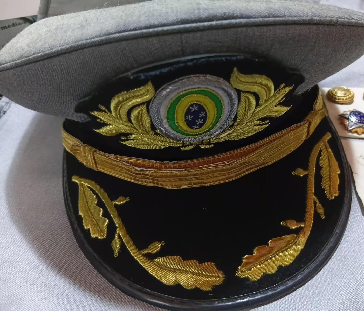Brazilian Army Officer Colonel Dress Hat & Metal rank stars & Buttons Brazilian Army Officer Colonel Dress Hat & Metal rank stars & Buttons