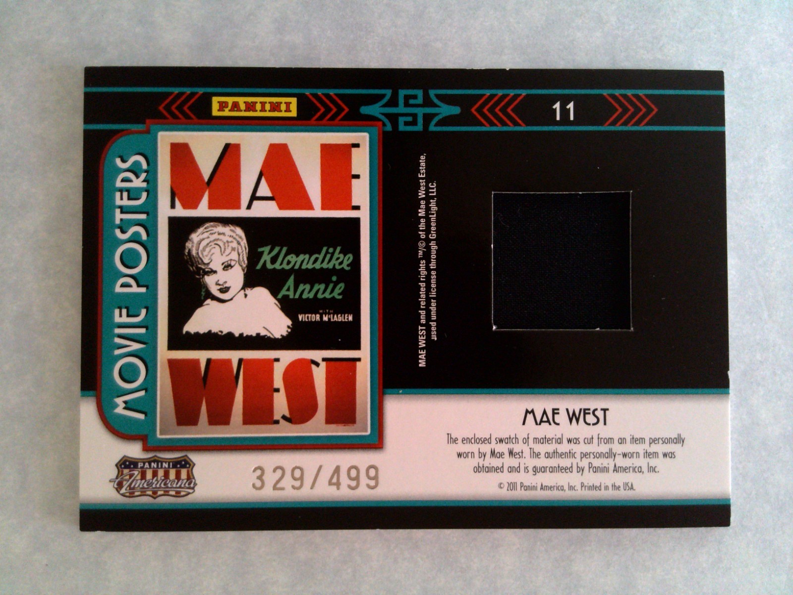 2011 Americana Movie Posters Materials /499 Mae West (Klondike Annie) #11 2011 Americana Movie Posters Materials /499 Mae West (Klondike Annie) #11