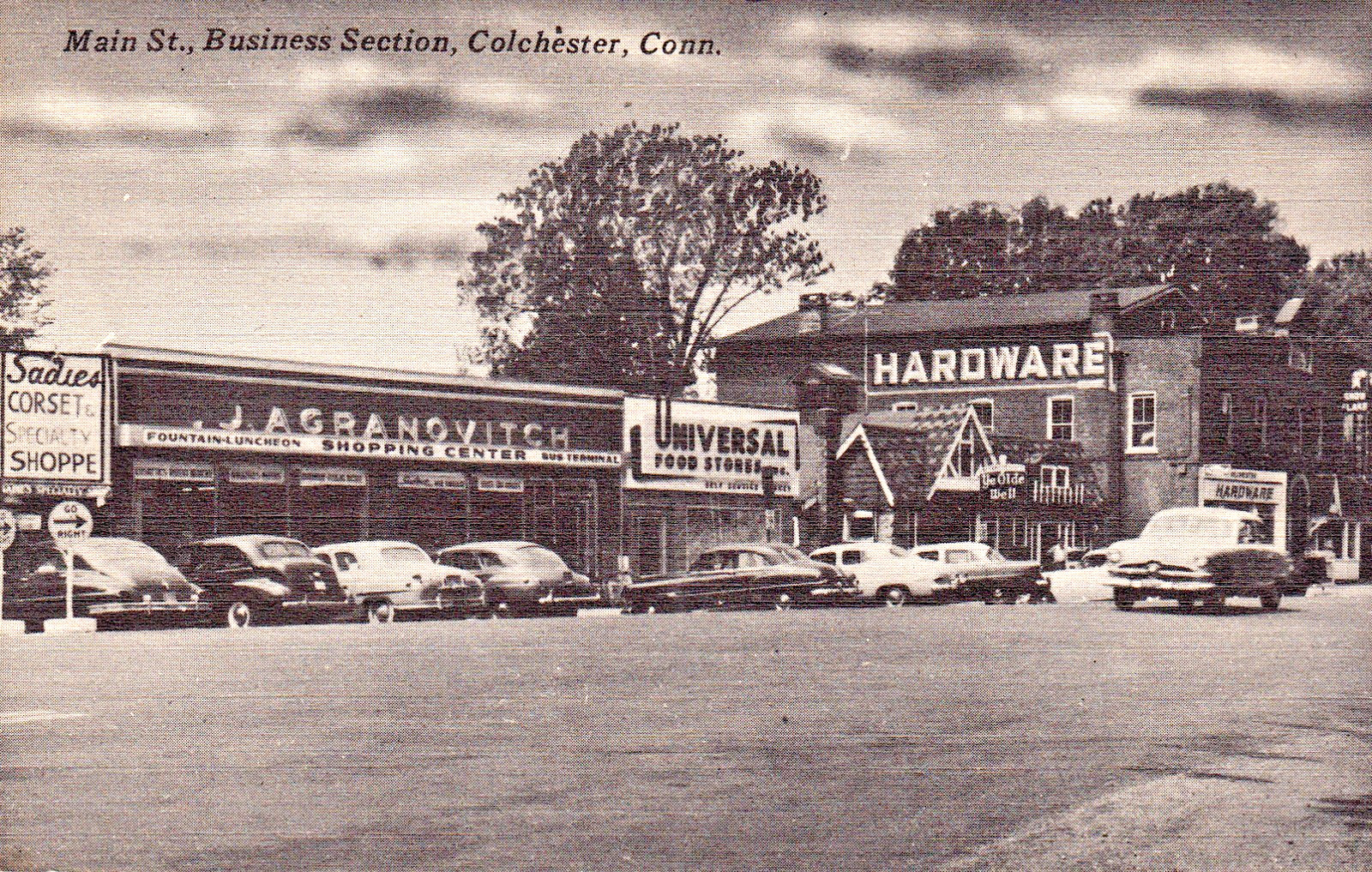 Colchester CT Main Street Business Section Shops circa 1940s Unused Postcard Colchester CT Main Street Business Section Shops circa 1940s Unused Postcard