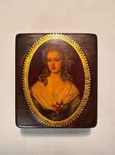 ANTIQUE VICTORIAN ART NOUVEAU LADY PORTRAIT  Keepsake BOX  French picture