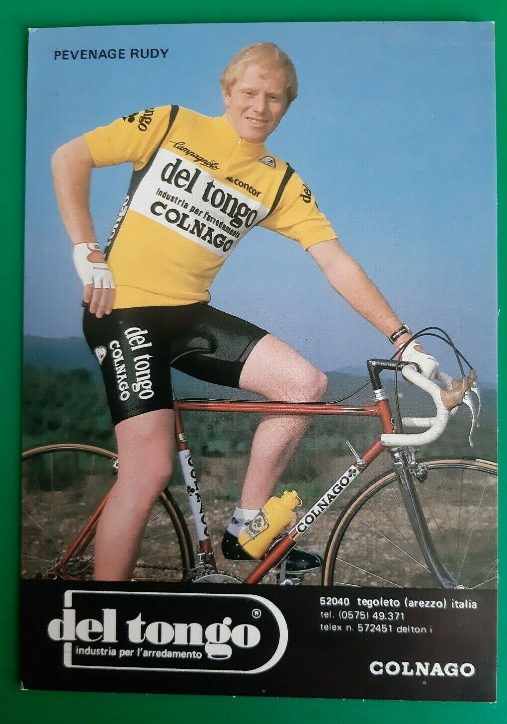 CYCLING cycling card PEVENAGE RUDY team DEL TONGO COLNAGO 1982