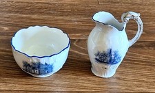 Antique Victorian Wheelock Porcelain Sugar & Creamer Souvenir of Mason City IL picture