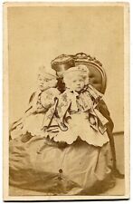 Carter Siamese Twins with Hidden Mother 1860s Roxbury Massachusetts CDV Photo picture