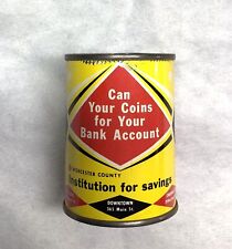 VINTAGE WORCESTER, MA INSTITUTION FOR SAVINGS BANK TIN CAN BANK picture