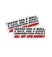 HEAVEN HAS A WALL GATE IMMIGRATION BUMPER STICKER DECAL REPUBLICAN TRUMP 2 PK picture