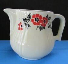 Vintage Hall's Superior Quality Pottery Milk Water Pitcher Red Poppy Kitchenware picture