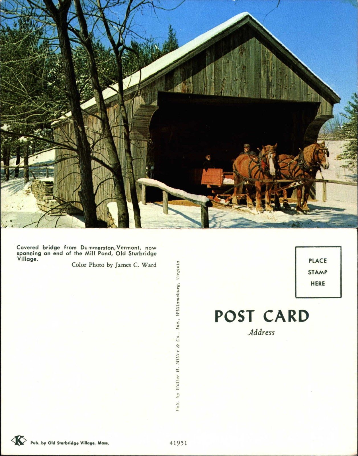 Horses pulling sled covered bridge from Dummerston VT now at Sturbridge Horses pulling sled covered bridge from Dummerston VT now at Sturbridge