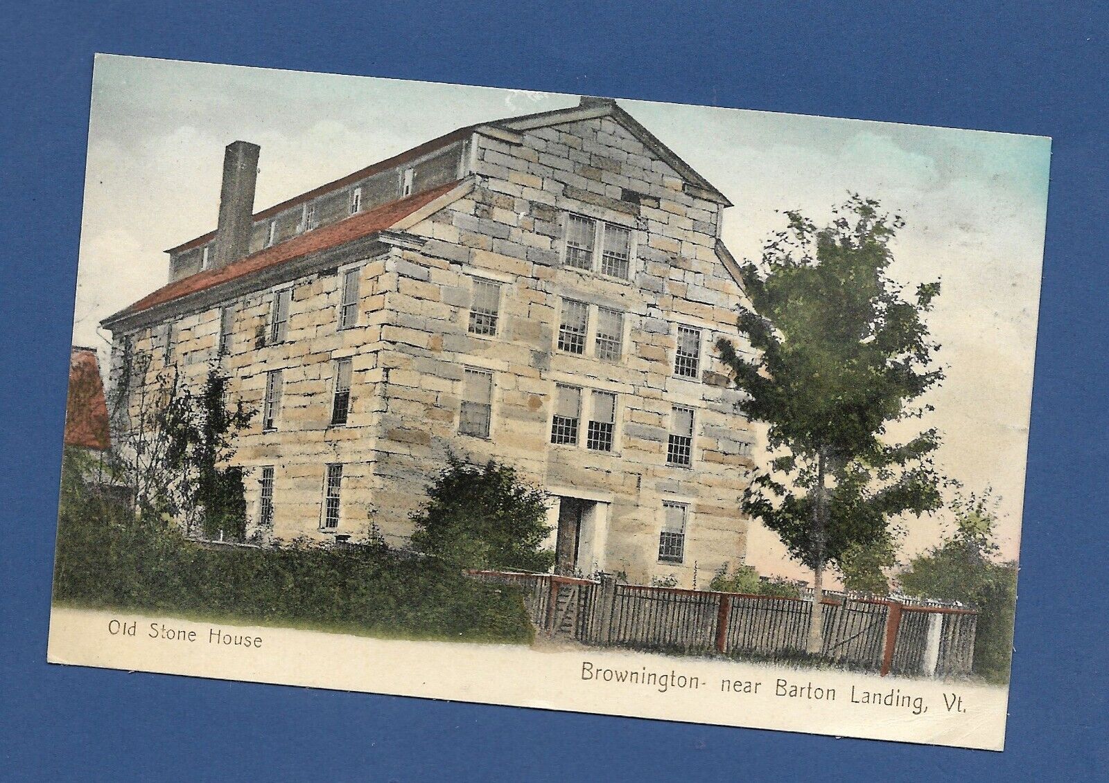 Antique Postcard Old Stone House Brownington near Barton Landing Vermont