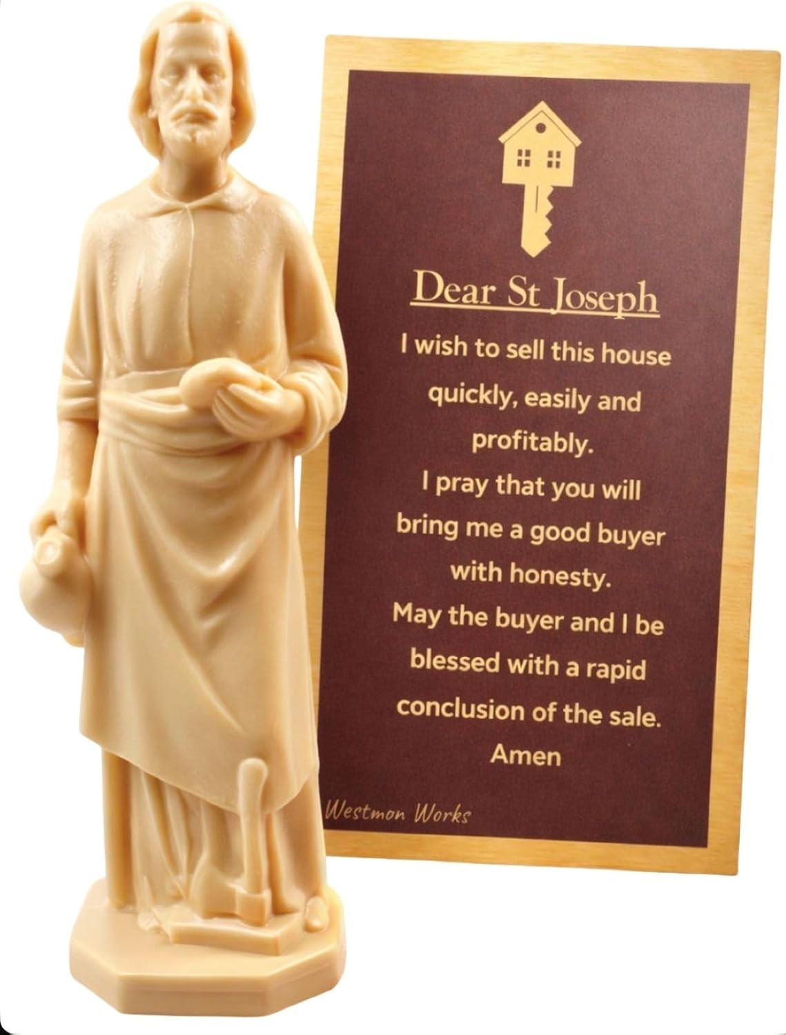 St Joseph House Selling Statue Kit USA Made with Double Sided Prayer Card St Joseph House Selling Statue Kit USA Made with Double Sided Prayer Card