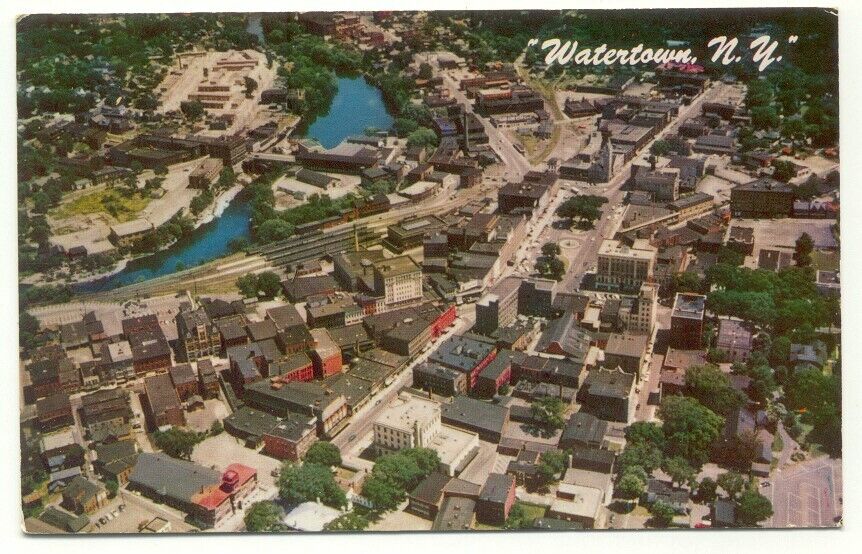 Waterville NY 1950s Aerial View Postcard New York