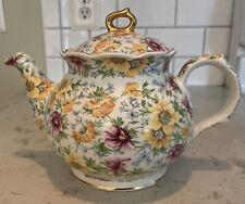 Windsor Chelsea Chintz Autumn Gold Floral Teapot Made in England picture