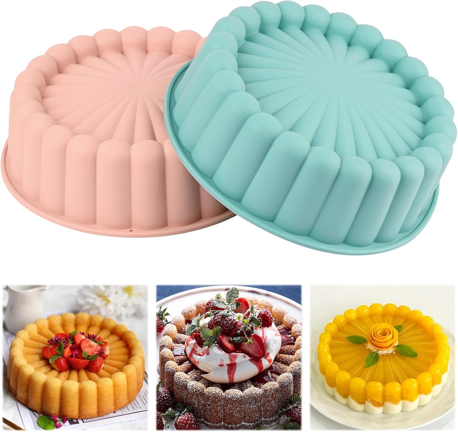 2 Pcs Charlotte Cake Pan, 8 Inch round Cake Pan 2 Pcs Charlotte Cake Pan, 8 Inch round Cake Pan
