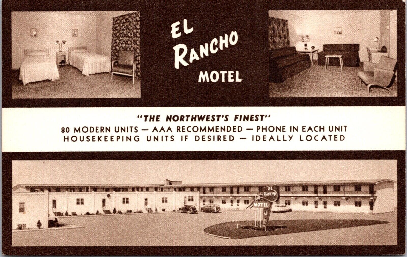Postcard El Rancho Motel in Williston, North Dakota~137737