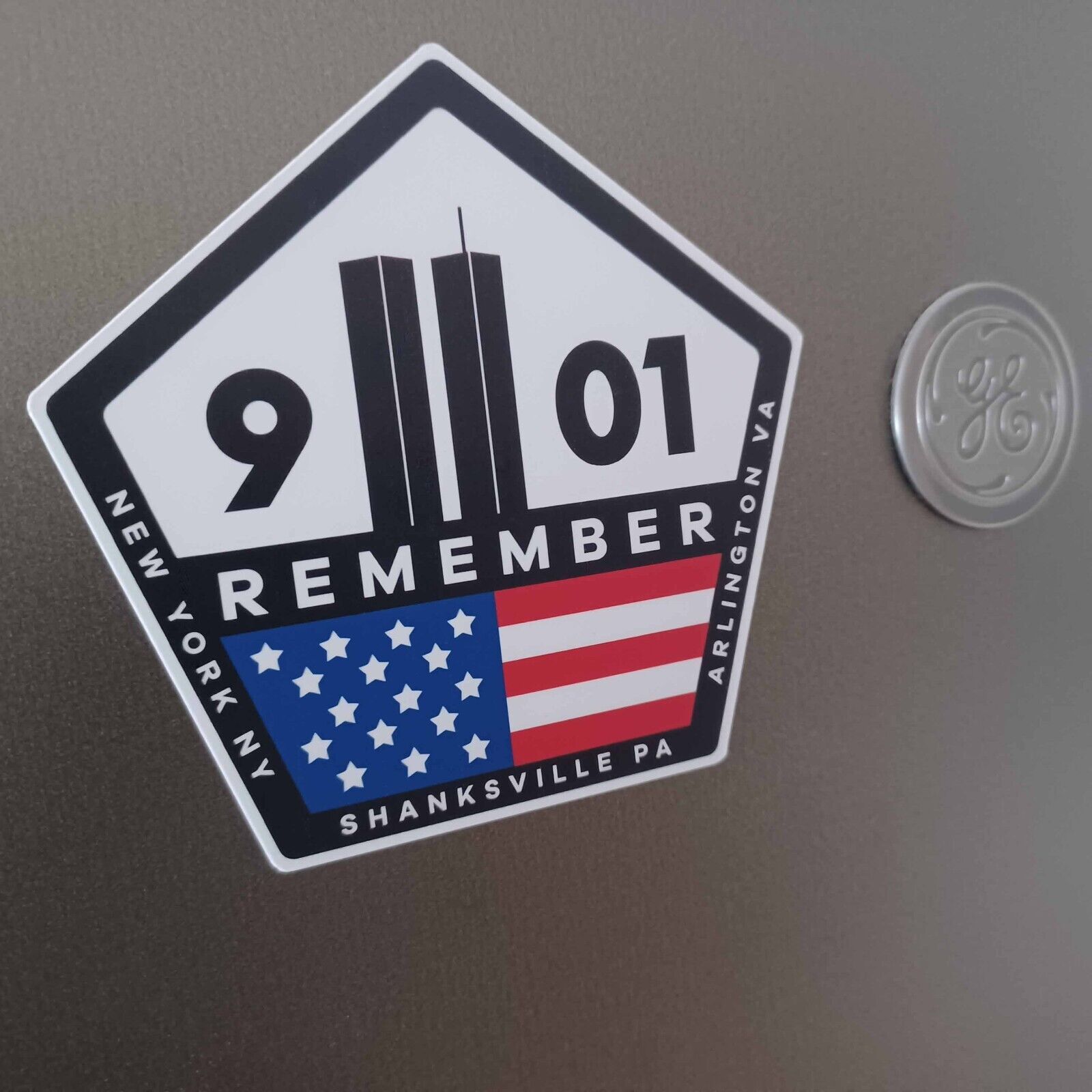REMEMBER 9/11 SHANKSVILLE / ARLINGTON / NYC locker / refrigerator indoor magnet