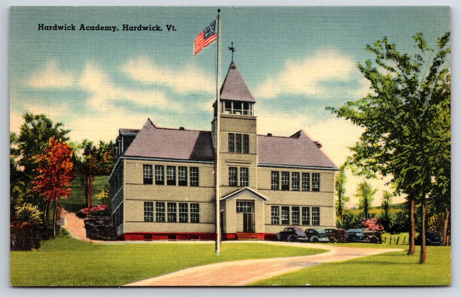 Hardwick Academy Vermont VT Vintage TICHNOR Linen Postcard