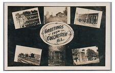 RPPC Multiview Greeting Railroad Depot Station COLCHESTER IL Real Photo Postcard picture
