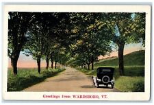 1920 Greetings From Wardsboro Vermont VT Classic Car Road Trees Vintage Postcard picture