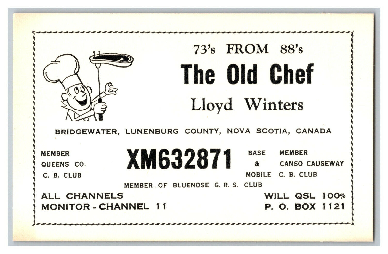 QSL Radio Card From Bridgewater Lunenburg County Nova Scotia Canada XM632871